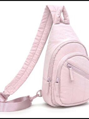 Quilted Nylon Crossbody Sling Bag RFID Water Bottle Pocket